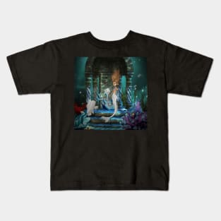 Cute little mermaid with fantasy fish Kids T-Shirt